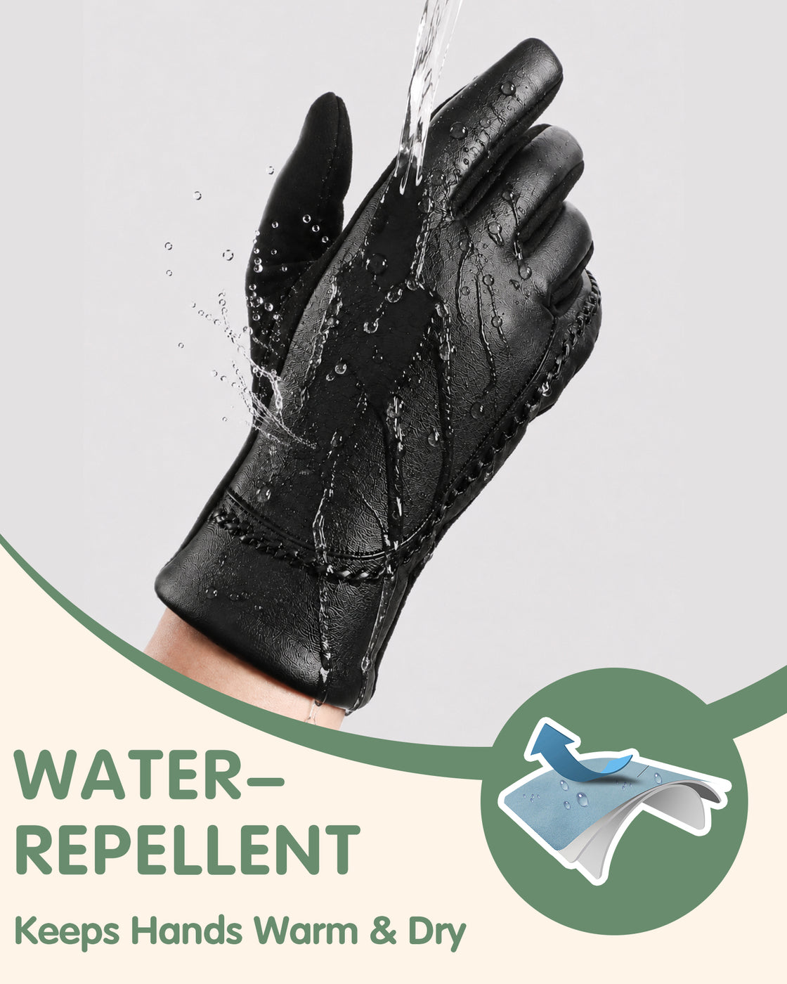 Achiou Faux Leather Gloves for Women, Womens Winter Leather Touchscreen