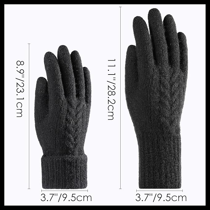 Achiou Women Winter Gloves, Touch Screen Texting Gloves, Elastic Soft Warm Knit Lined, One Size