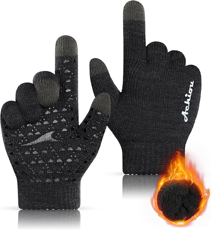 ACHIOU Thicken Touch Screen Knitted Gloves