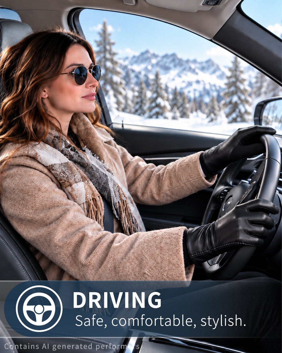 Achiou Women's Winter Gloves, Faux Leather Touchscreen Driving Gloves