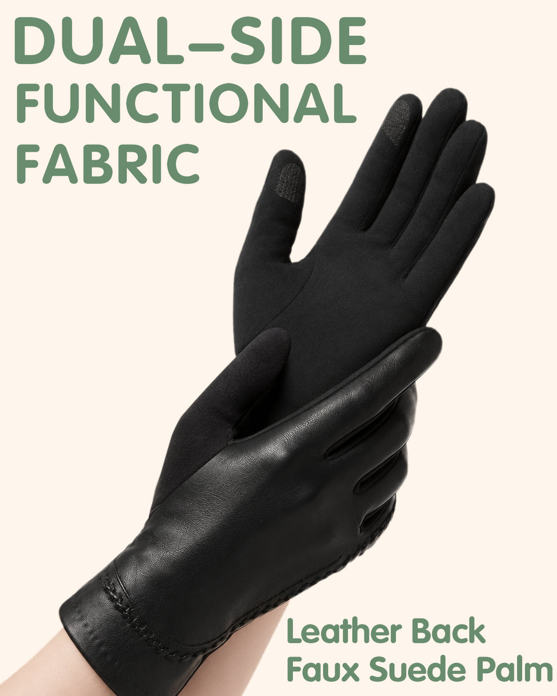 Achiou Faux Leather Gloves for Women, Womens Winter Leather Touchscreen
