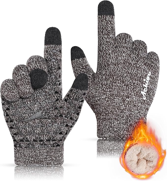 ACHIOU Thicken Touch Screen Knitted Gloves