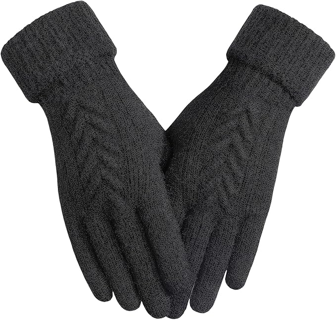 Achiou Women Winter Gloves, Touch Screen Texting Gloves, Elastic Soft Warm Knit Lined, One Size