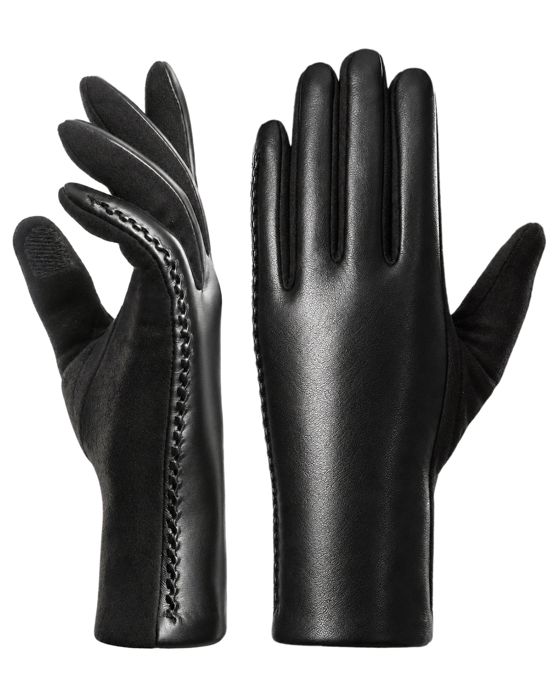 Achiou Women's Winter Gloves, Faux Leather Touchscreen Driving Gloves