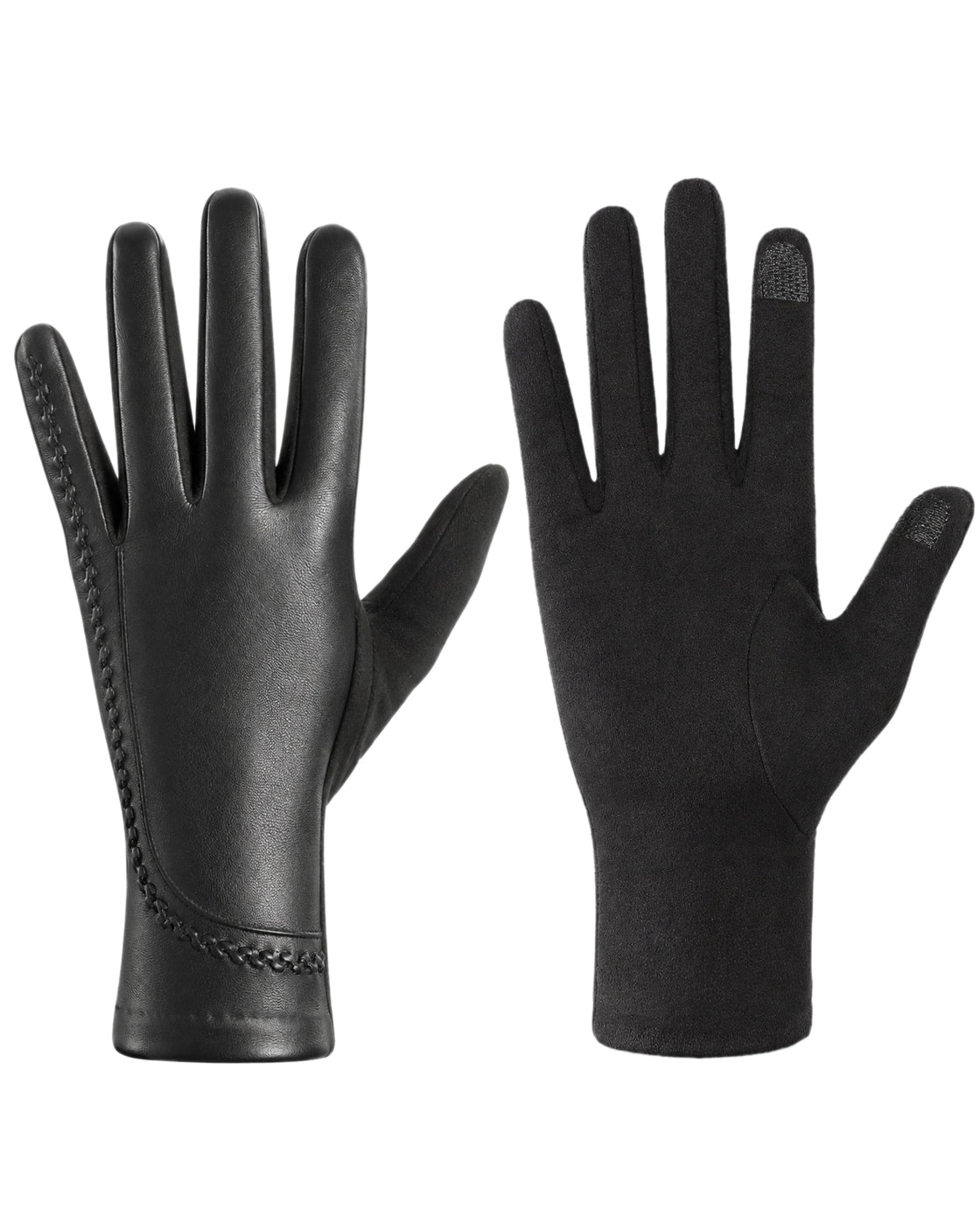 Achiou Faux Leather Gloves for Women, Womens Winter Leather Touchscreen