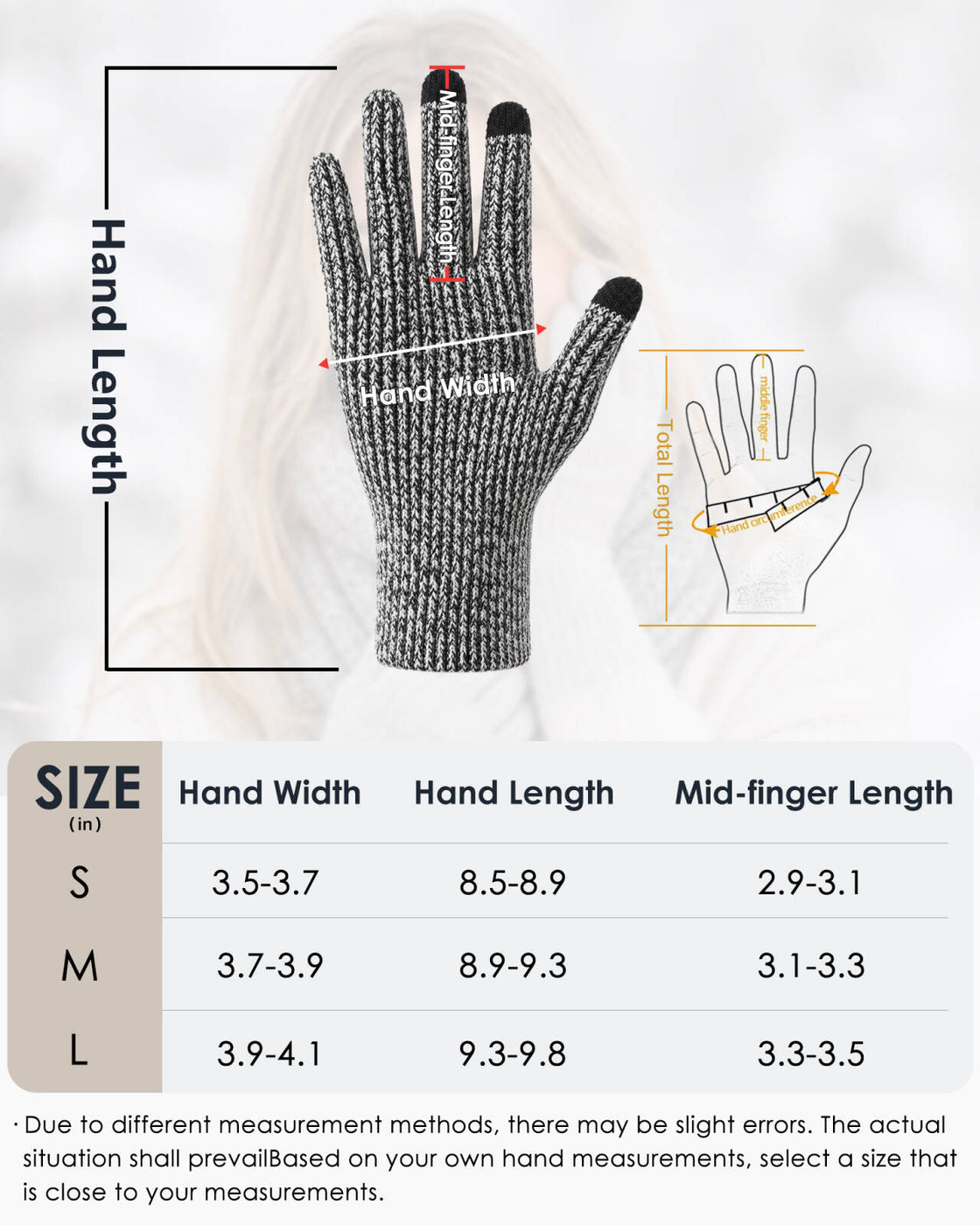 Achiou Winter Gloves for Men Women, Thermal Fleece Lined Touchscreen Knit