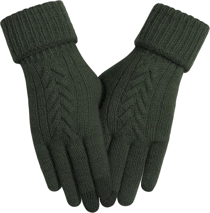 Achiou Women Winter Gloves, Touch Screen Texting Gloves, Elastic Soft Warm Knit Lined, One Size