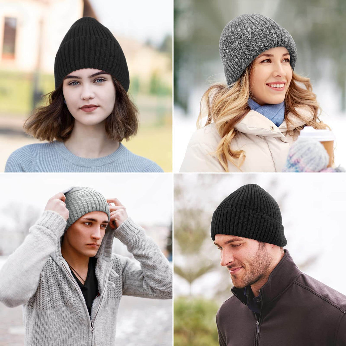 Achiou Cuffed Beanie Daily Winter Warm Knit Hat