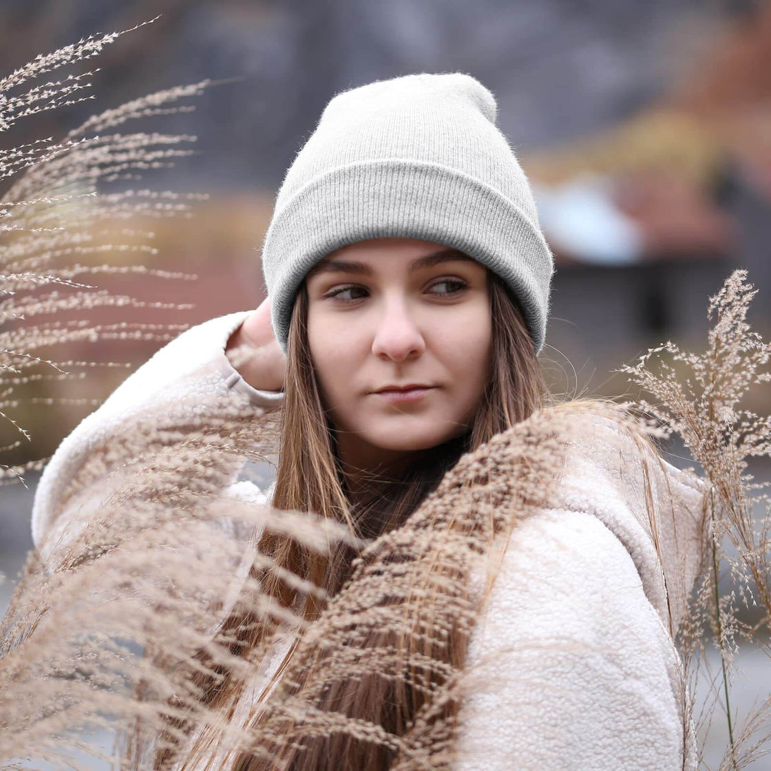 Kuyou Slouch Beanie - Warm Knitted Winter Hat For Women, One Size Fits All, Gray