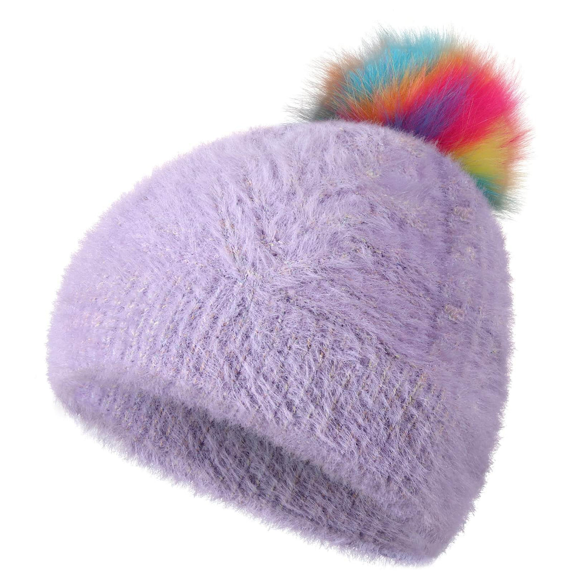 Cute WHITE Beanie Two White Pom Poms Hat Women Knit Beanie Warm Pompom Hat  for Girl Teenager Wool Knit Hat One Size 