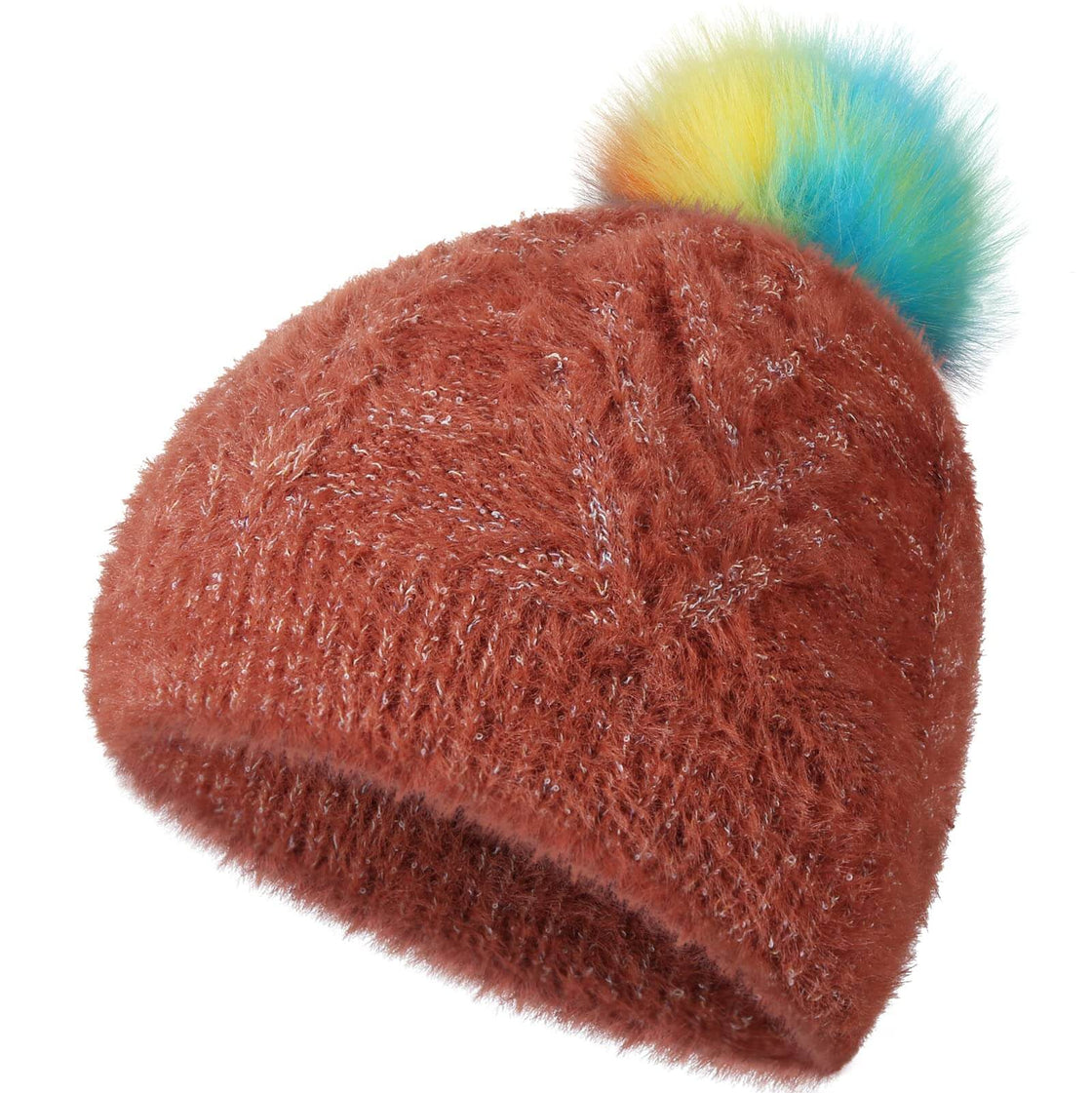 Achiou Winter Women Pom Pom Beanie Hat