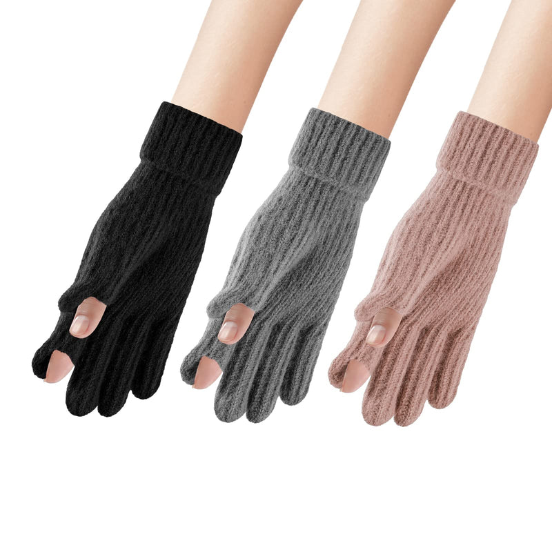 Achiou Winter Gloves for Men Women, Touch Screen Texting Warm Gloves with  Thermal Soft Knit Lining,Elastic Cuff 3 Size Choice : : Sports 