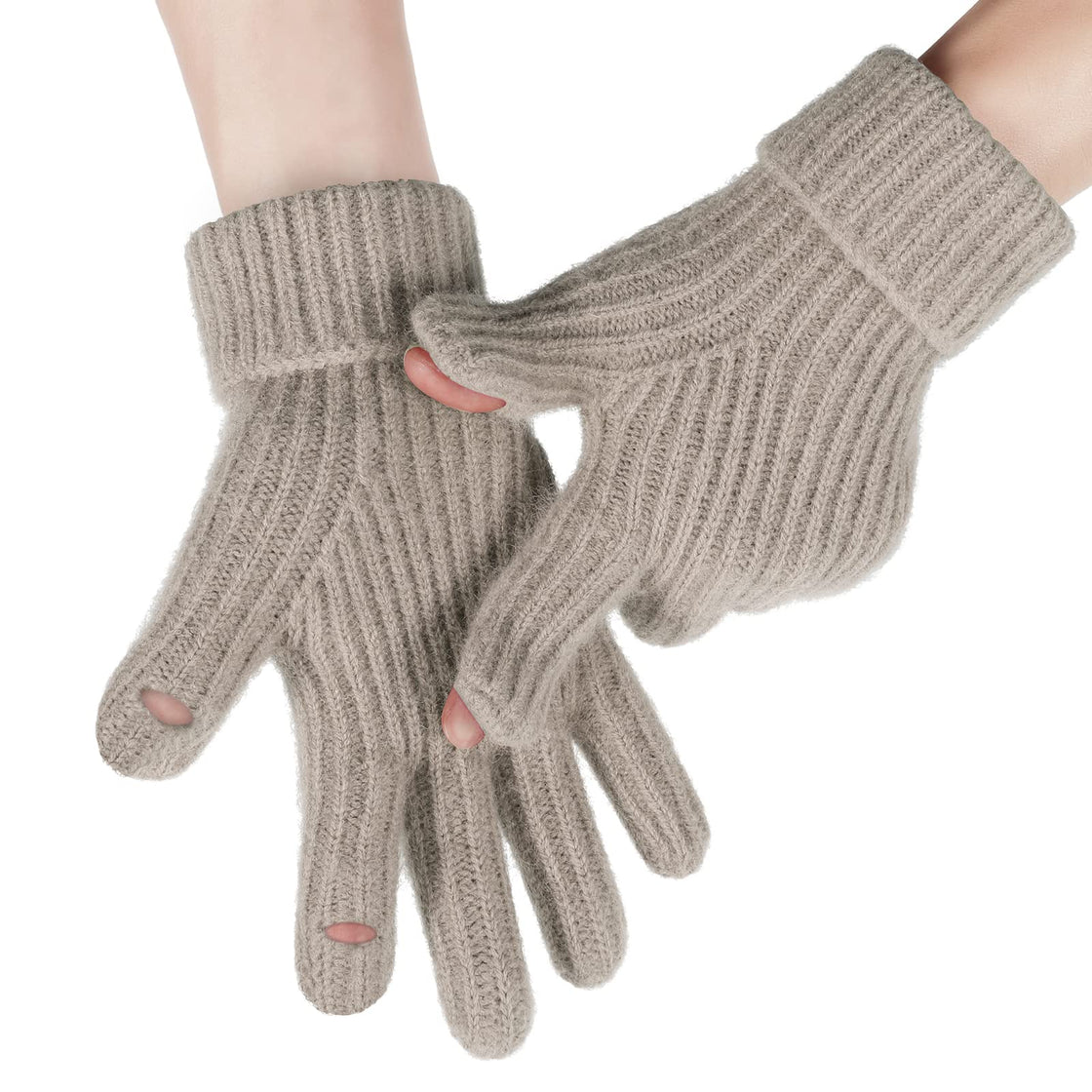 Winter Knit Gloves for Men Women, Touch Screen Texting Gloves, Warm Knitted Glove for Outdoor Soft Elastic Lining