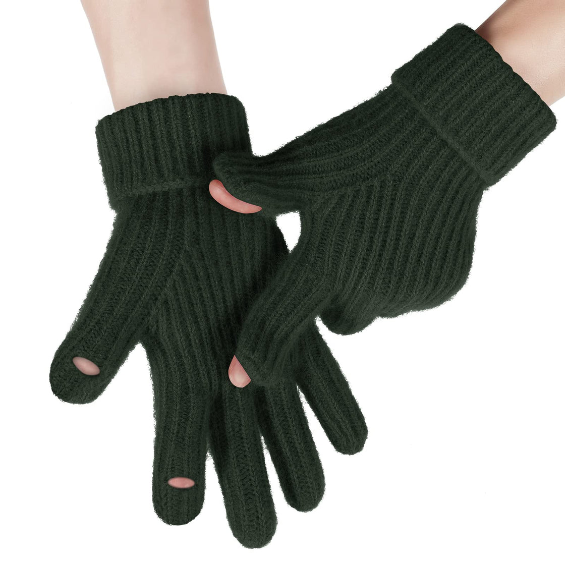 Winter Knit Gloves for Men Women, Touch Screen Texting Gloves, Warm Knitted Glove for Outdoor Soft Elastic Lining