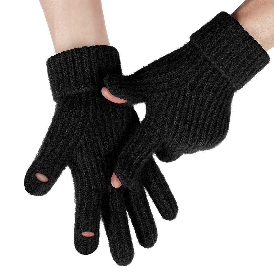 Winter Knit Gloves for Men Women, Touch Screen Texting Gloves, Warm Knitted Glove for Outdoor Soft Elastic Lining