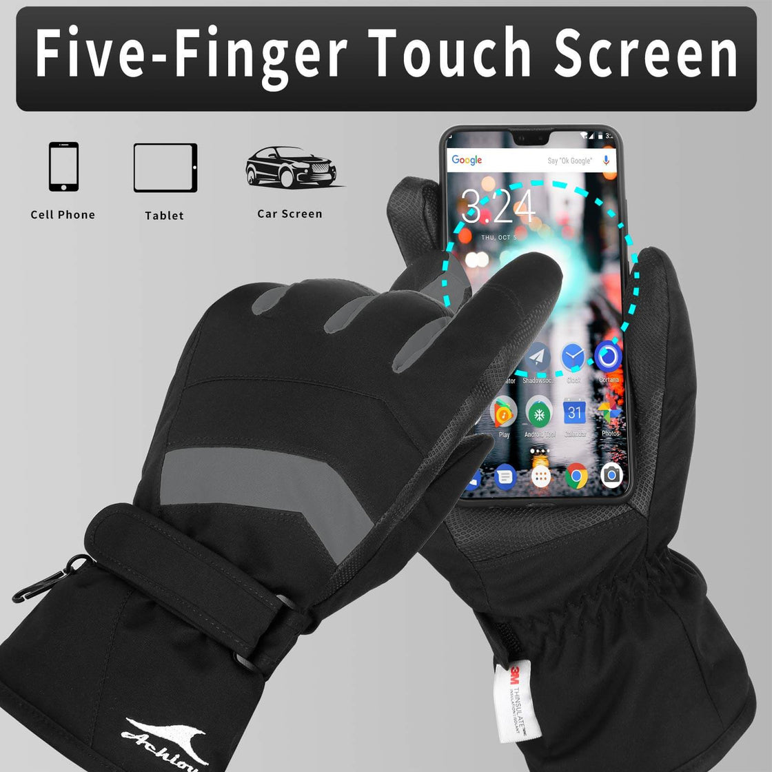 Achiou Ski Gloves 3M Thinsulate