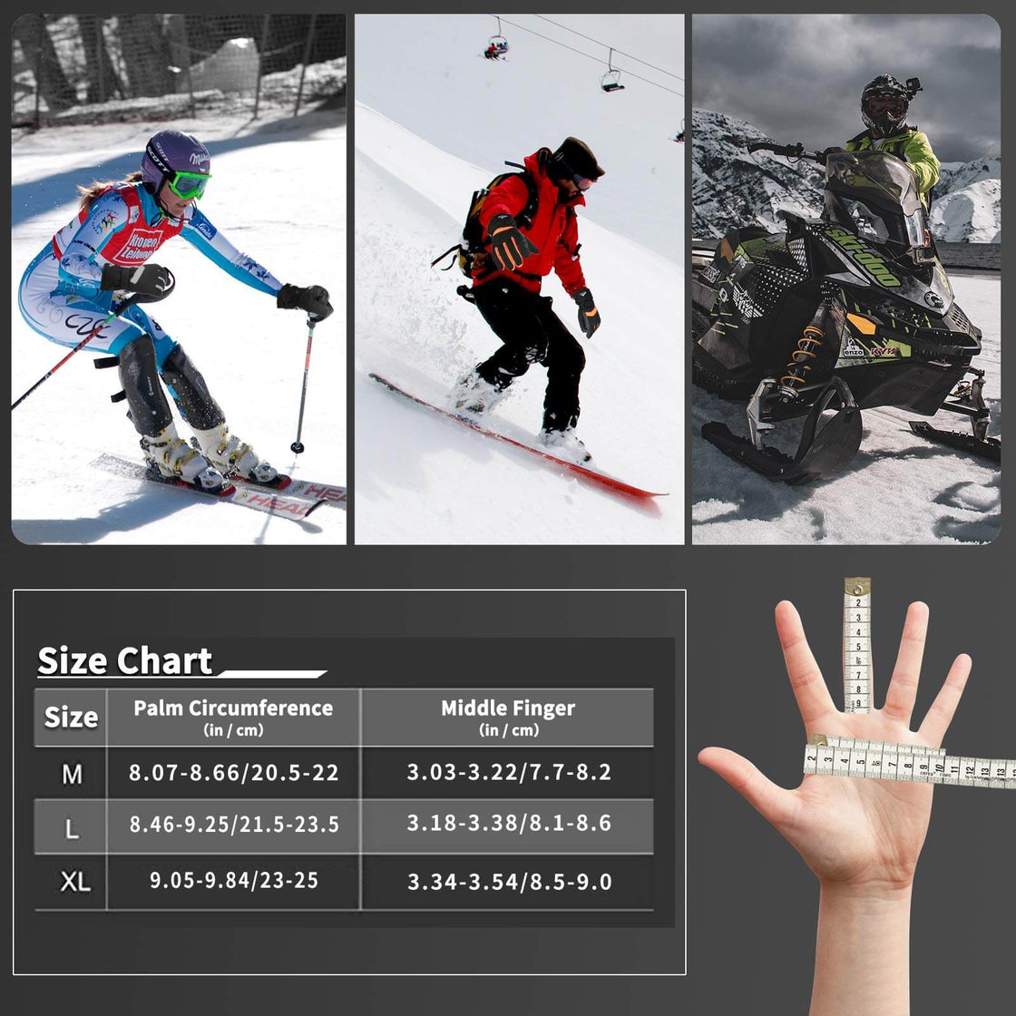 Achiou Ski Gloves 3M Thinsulate