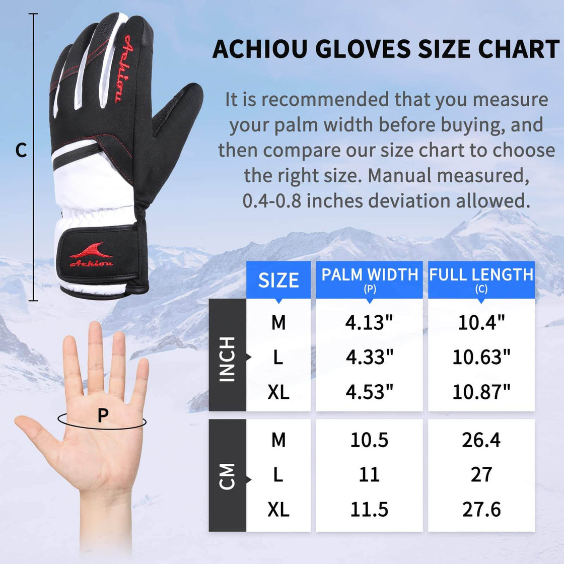 Achiou Winter Snow Ski Gloves