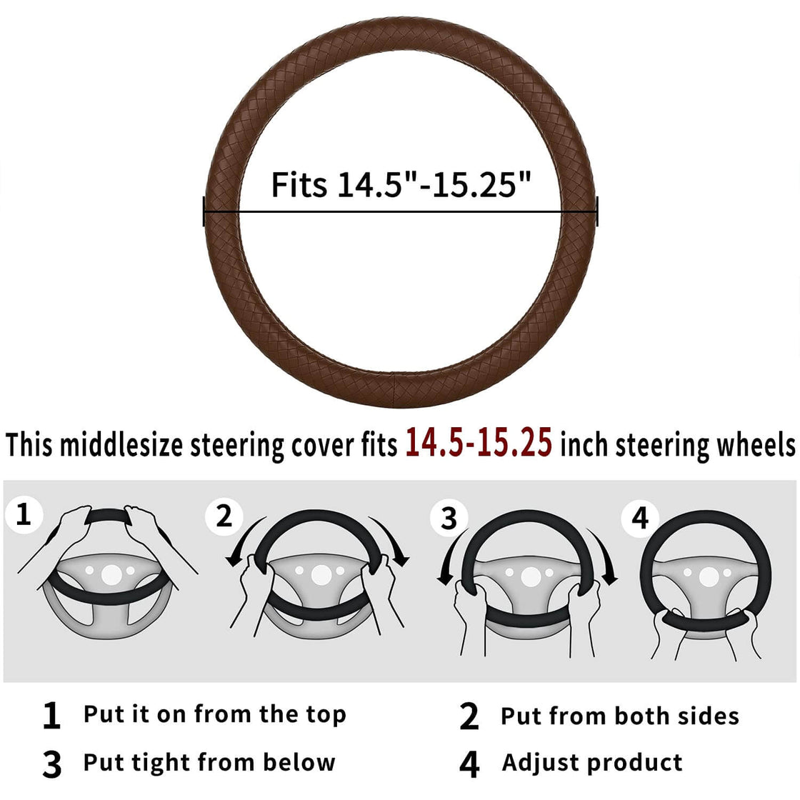 Achiou Steering Wheel Cover Leather