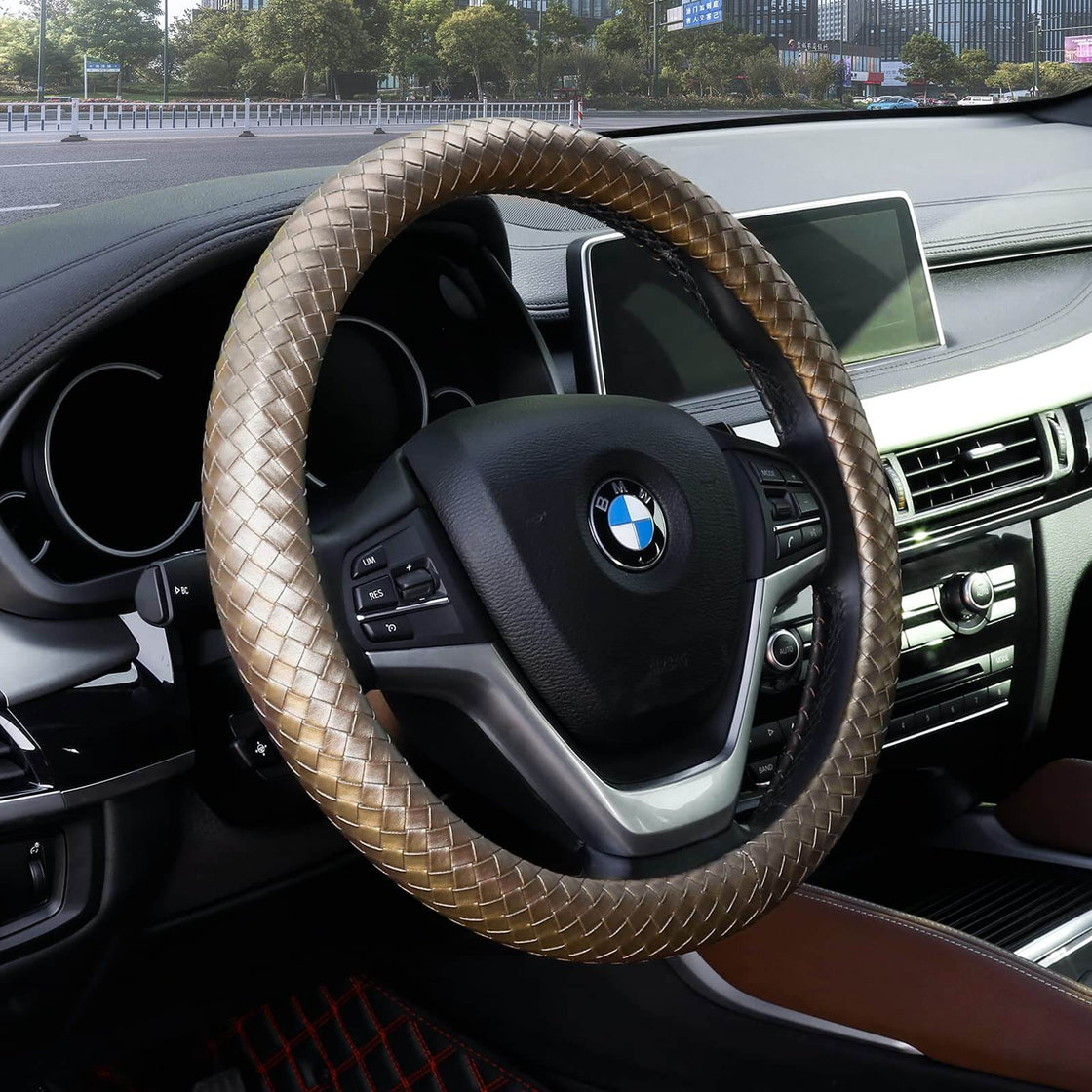 Achiou Steering Wheel Cover Leather