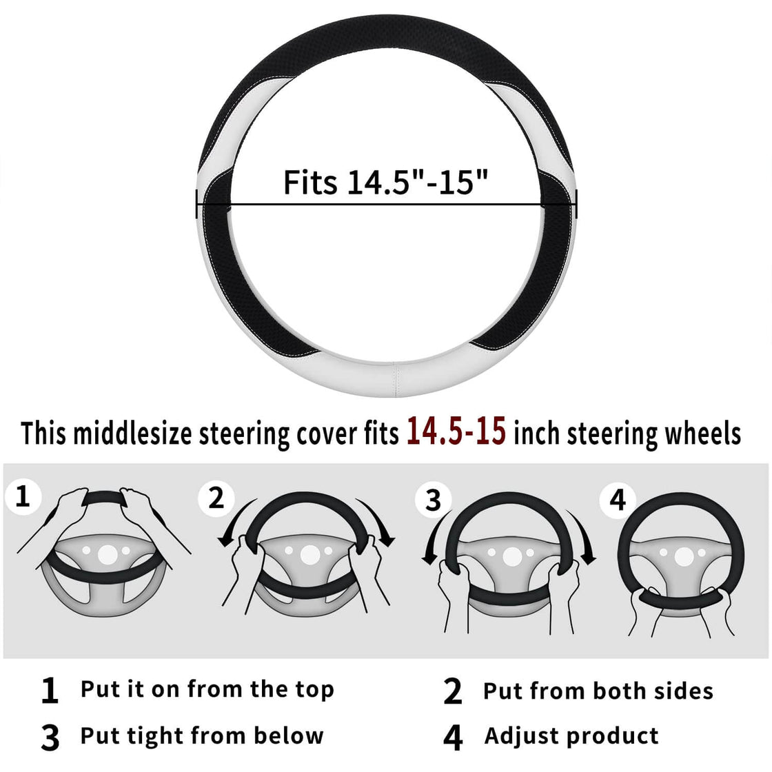 Achiou Steering Wheel Cover Microfiber And Leather