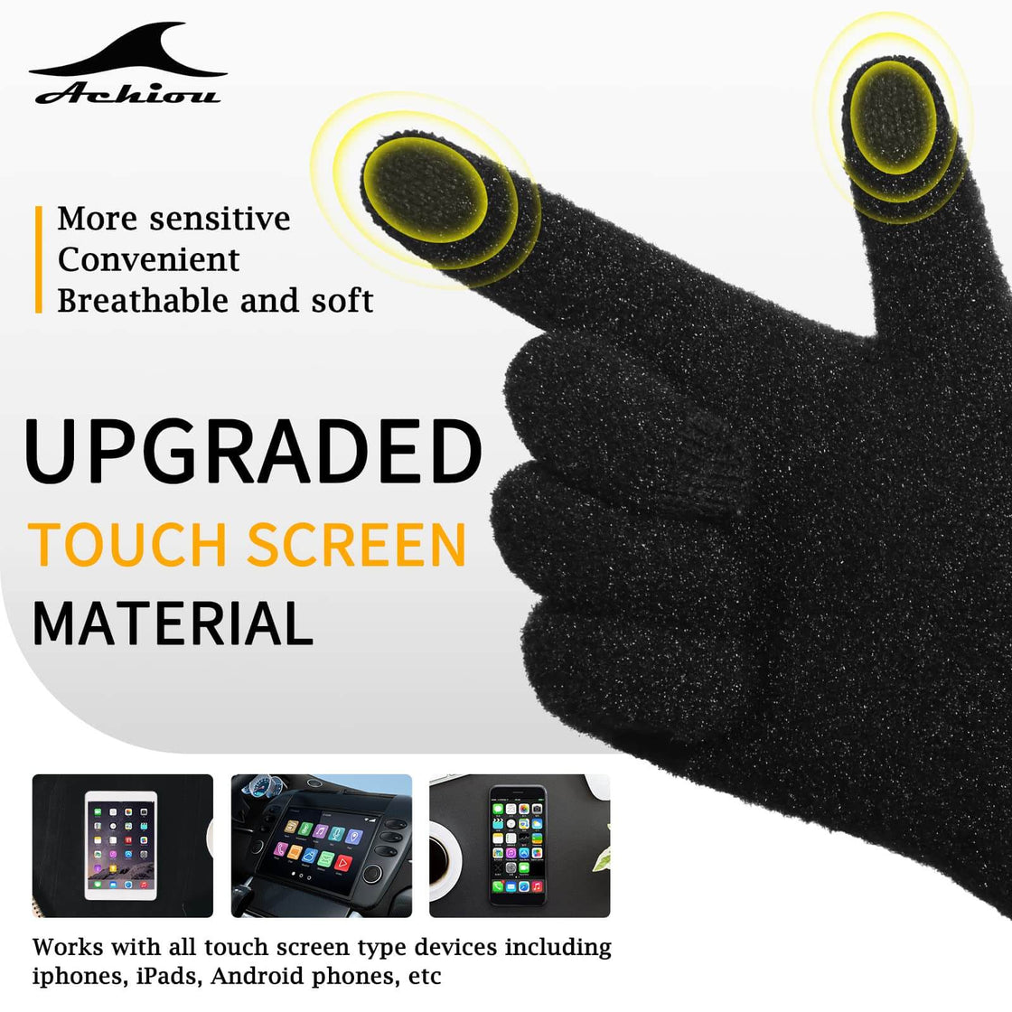 Achiou Winter Touchscreen Gloves Knit