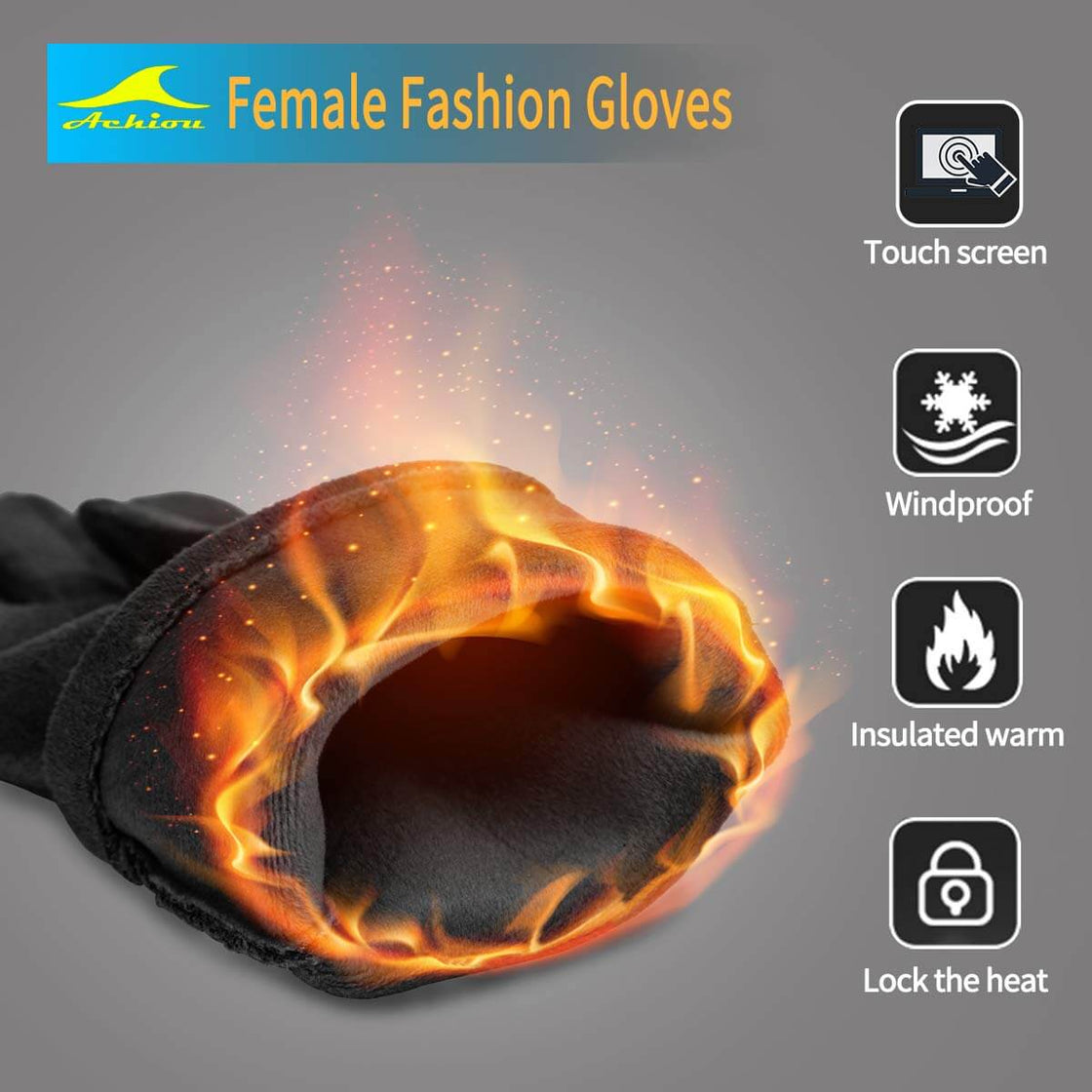 Achiou Women Winter Touchscreen Gloves